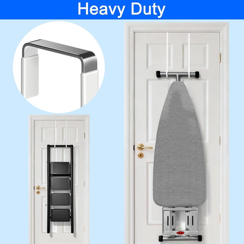 Mars-Rock Over The Door Metal Hooks with Plastic Coating 14.2" Fit 0.5" to 1 3/8" Door 4 Pcs Heavy Duty Single Towel Robe Rack Wreath Bathroom Shower Hanger Shoe Organizer Ironing Board Long White - Image 4